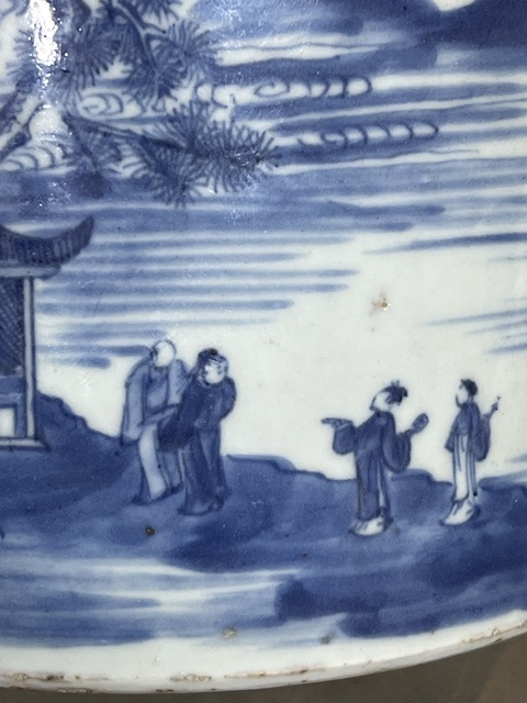 古玩陶瓷人物山水紋青花筆海真品鑒賞圖