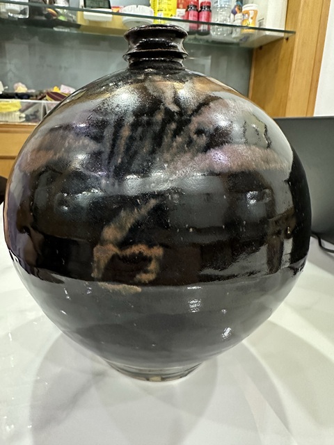 古玩陶瓷金元磁州窯黑釉鐵銹花嘟嚕瓶真品鑒賞圖