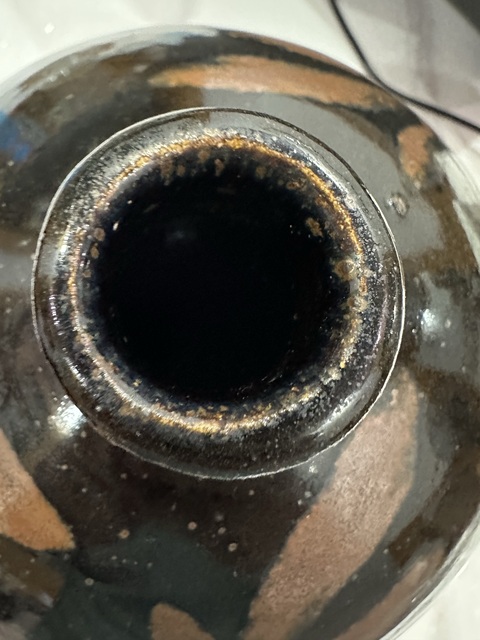 古玩陶瓷金元磁州窯黑釉鐵銹花嘟嚕瓶真品鑒賞圖