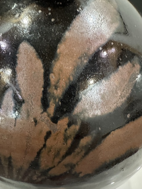 古玩陶瓷金元磁州窯黑釉鐵銹花嘟嚕瓶真品鑒賞圖