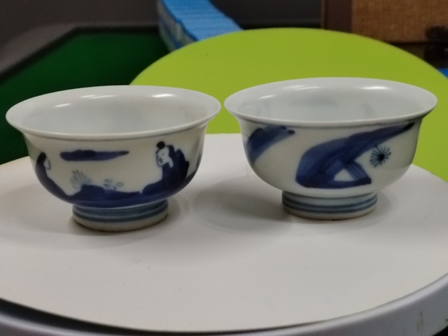 古玩陶瓷高士圖青花杯真品鑒賞圖