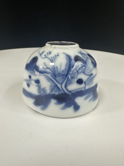 古玩陶瓷清中期青花山水紋水盂拍賣，當前價格999元