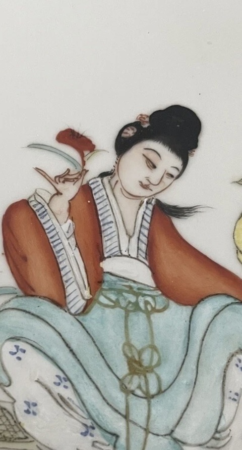 古玩陶瓷粉彩茶盤真品鑒賞圖