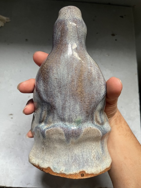 古玩陶瓷八九十年代窯變釉觀音瓷塑真品鑒賞圖