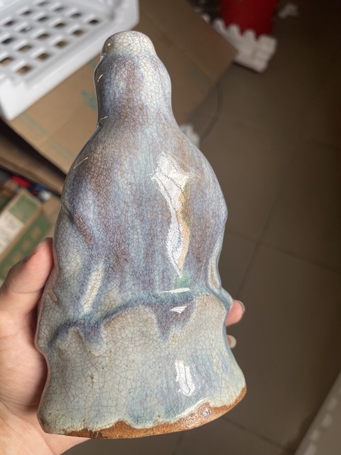 古玩陶瓷八九十年代窯變釉觀音瓷塑真品鑒賞圖