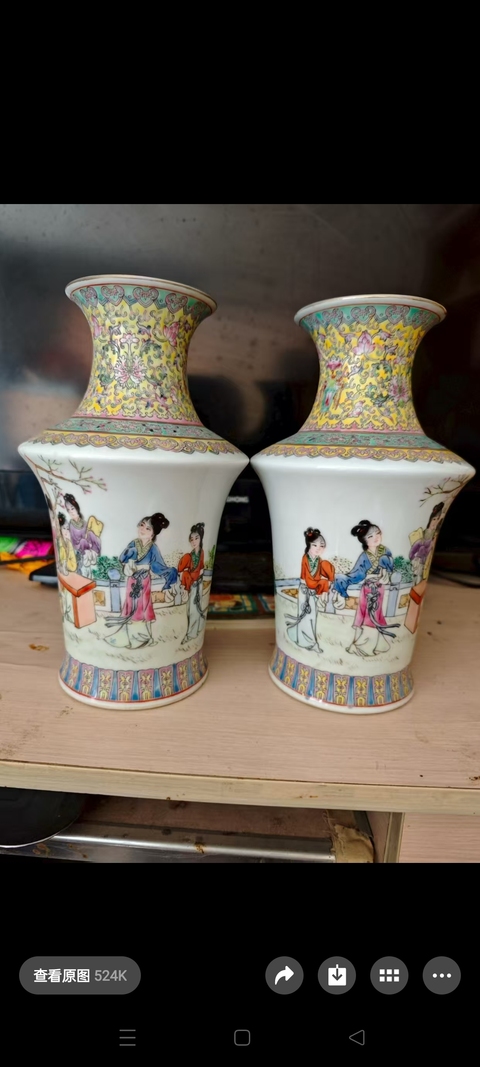 古玩陶瓷粉彩人物花瓶真品鑒賞圖