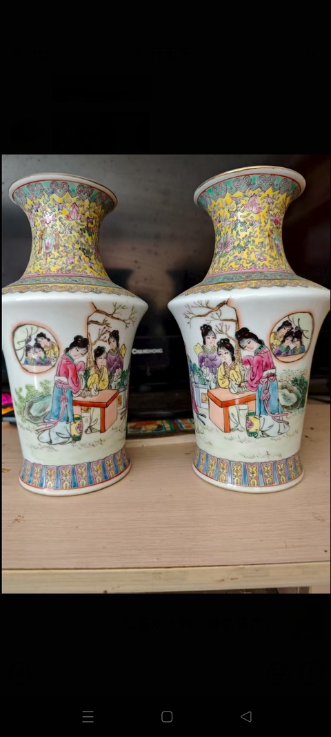 古玩陶瓷粉彩人物花瓶真品鑒賞圖