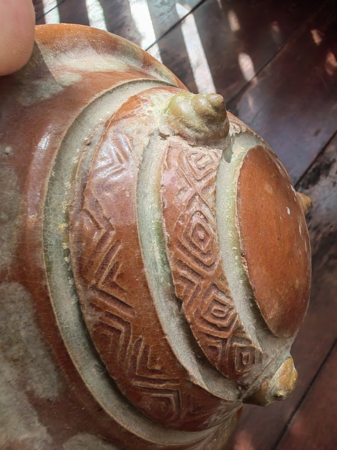 古玩陶瓷二道釉飄彩三足奩真品鑒賞圖