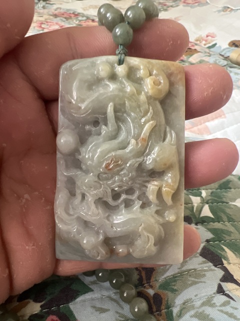 古玩玉器翡翠龍牌掛件真品鑒賞圖