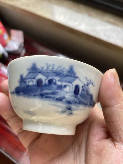 古玩陶瓷乾隆·青花山水人物紋杯 真品鑒賞圖