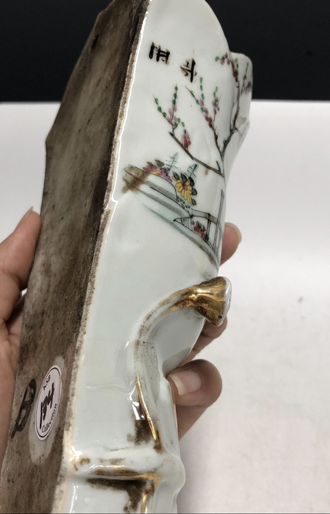 古玩陶瓷民國·粉彩桃花仕女紋壁瓶拍賣，當前價格3699元