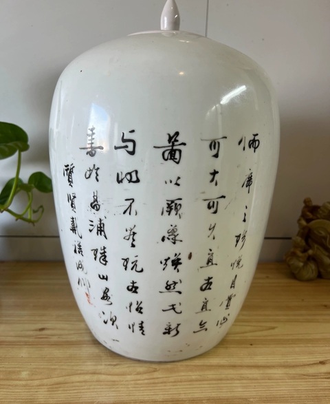 古玩陶瓷淺絳彩博古紋冬瓜罐真品鑒賞圖