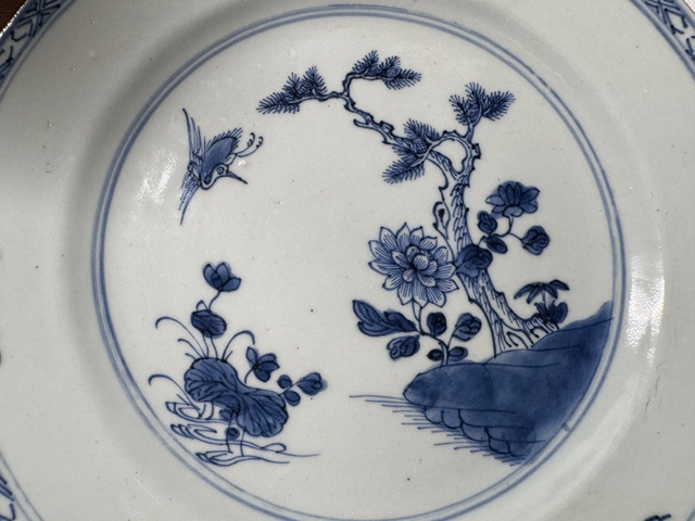 古玩陶瓷青花花鳥紋盤真品鑒賞圖
