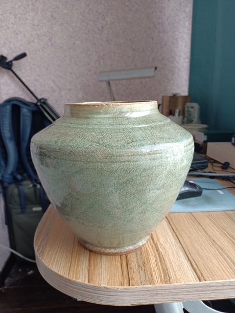 古玩陶瓷【每周放漏拍一件】龍泉青瓷刻網(wǎng)格紋大罐拍賣,當(dāng)前價(jià)格999元