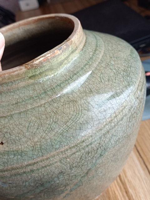 古玩陶瓷【每周放漏拍一件】龍泉青瓷刻網(wǎng)格紋大罐拍賣,當(dāng)前價(jià)格999元