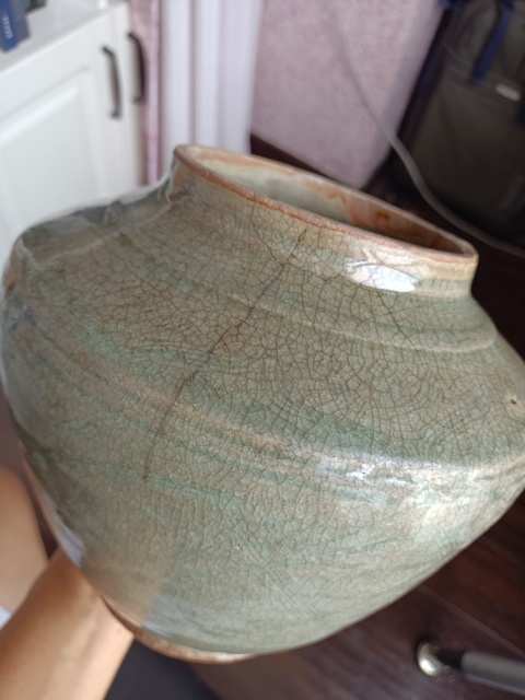 古玩陶瓷【每周放漏拍一件】龍泉青瓷刻網(wǎng)格紋大罐拍賣,當(dāng)前價(jià)格999元