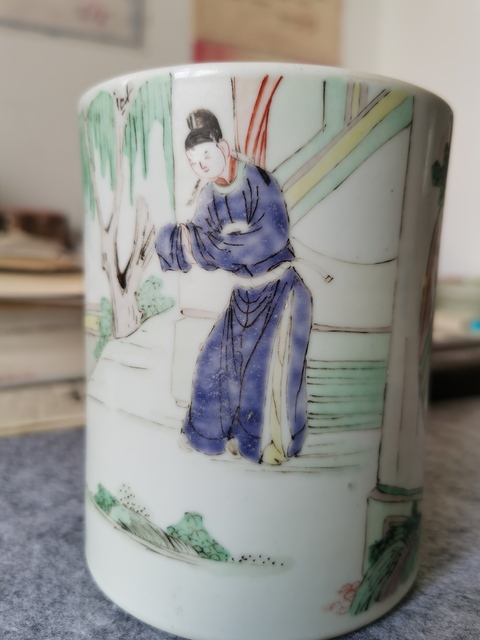 古玩陶瓷五彩人物故事紋筆筒拍賣，當前價格86000元