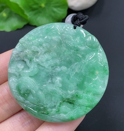 古玩玉器天然翡翠山水玉墜(帶翡翠鑒定證書)拍賣，當前價格2800元