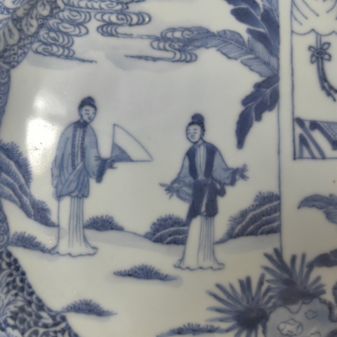 古玩陶瓷清康熙西廂記青花盤一對拍賣，當(dāng)前價格8000元