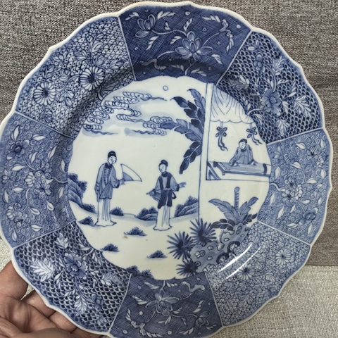 古玩陶瓷清康熙西廂記青花盤一對拍賣，當(dāng)前價格8000元