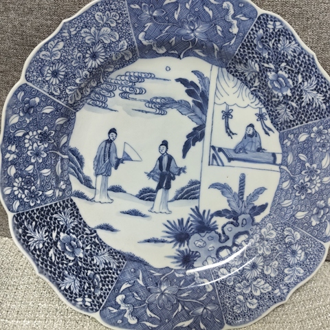 古玩陶瓷清康熙西廂記青花盤一對拍賣，當(dāng)前價格8000元