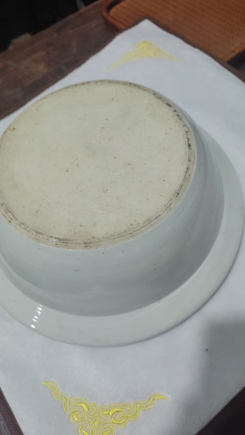 古玩陶瓷民國粉彩人物故事紋凈手盆真品鑒賞圖