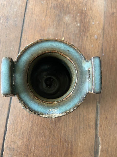 古玩陶瓷鈞窯青釉貼塑花卉紋香爐真品鑒賞圖