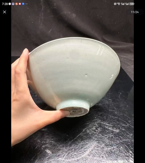 古玩陶瓷湖田窯影青娃娃紋碗真品鑒賞圖