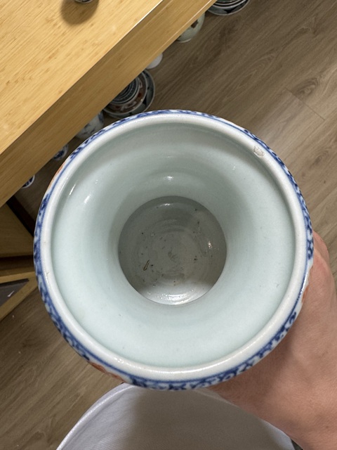 古玩陶瓷青花五彩云龍紋渣斗真品鑒賞圖