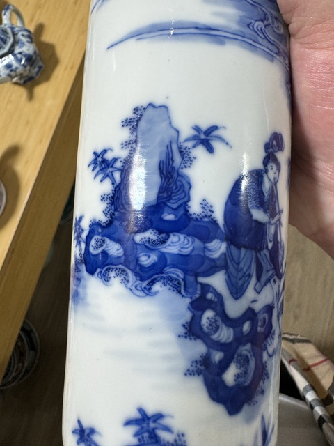 古玩陶瓷吹簫引鳳青花瓶真品鑒賞圖