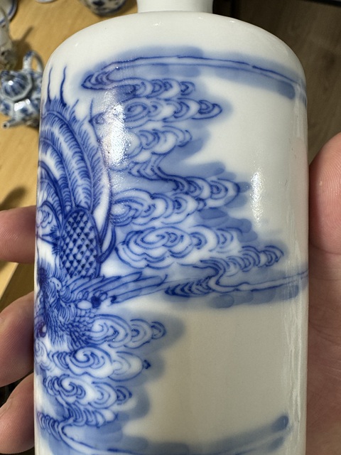 古玩陶瓷吹簫引鳳青花瓶真品鑒賞圖