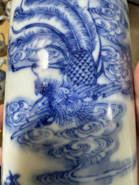 古玩陶瓷吹簫引鳳青花瓶真品鑒賞圖