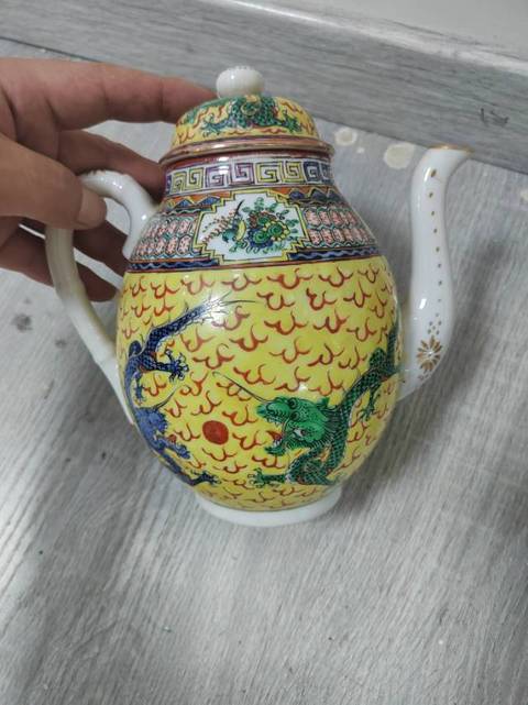 古玩陶瓷廣彩龍紋公道杯真品鑒賞圖