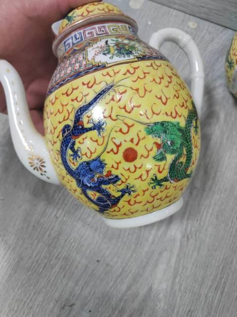 古玩陶瓷廣彩龍紋公道杯真品鑒賞圖