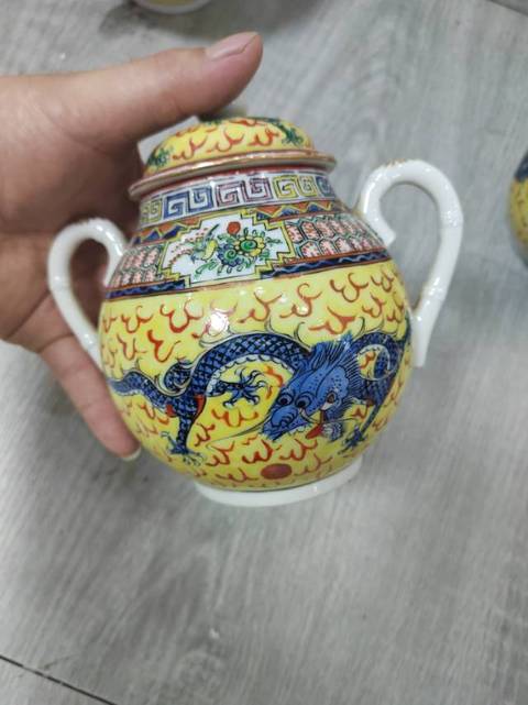 古玩陶瓷廣彩龍紋公道杯真品鑒賞圖