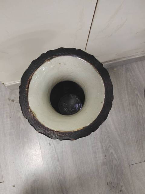 古玩陶瓷哥釉青花賞瓶真品鑒賞圖