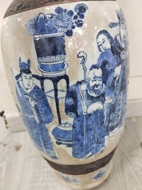 古玩陶瓷哥釉青花獸耳賞瓶拍賣，當前價格6888元