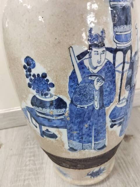 古玩陶瓷哥釉青花獸耳賞瓶拍賣，當前價格6888元