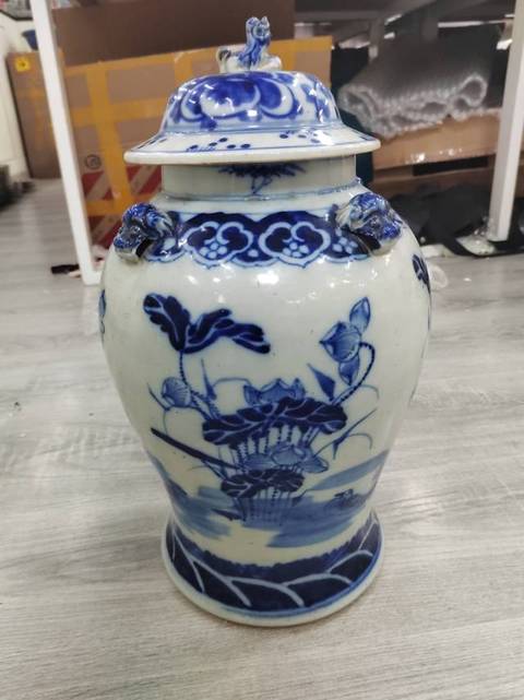 古玩陶瓷青花四系將軍罐真品鑒賞圖