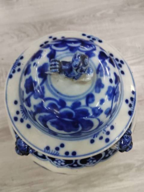 古玩陶瓷青花四系將軍罐真品鑒賞圖