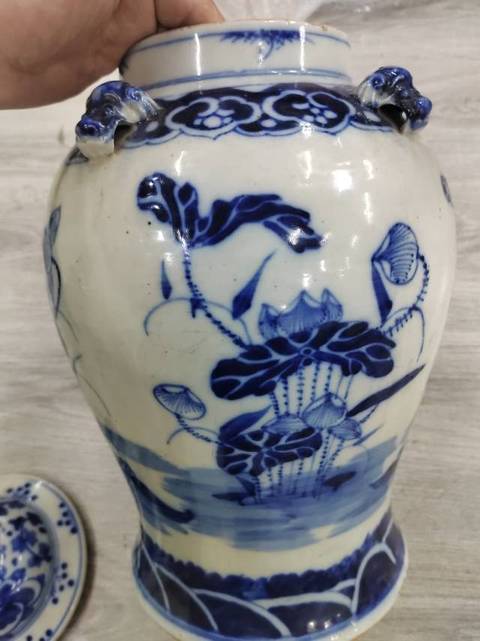 古玩陶瓷青花四系將軍罐真品鑒賞圖