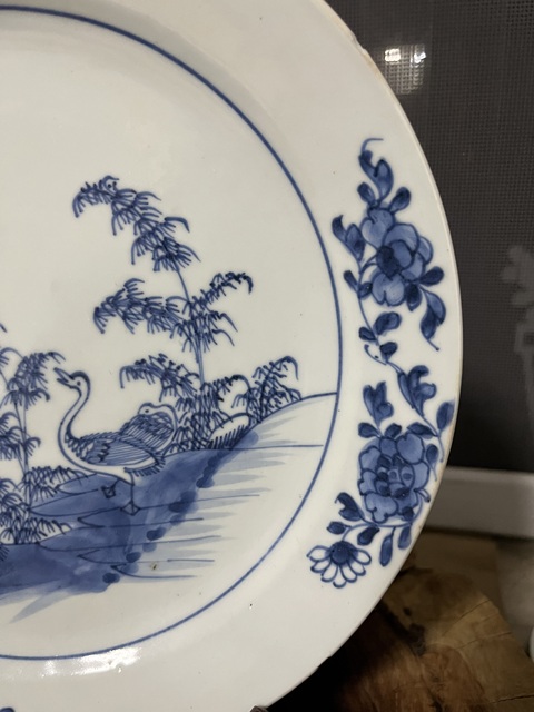 古玩陶瓷青花飛鳴食宿圖盤真品鑒賞圖