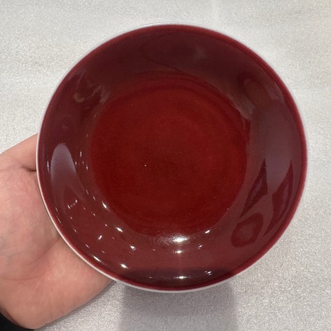 古玩銅器紅釉碗真品鑒賞圖