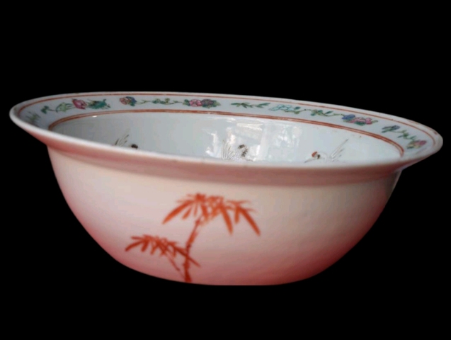 古玩陶瓷麒麟送子折沿盆真品鑒賞圖