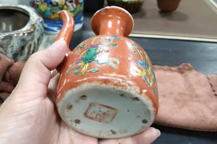 古玩陶瓷暗八仙無柄壺真品鑒賞圖