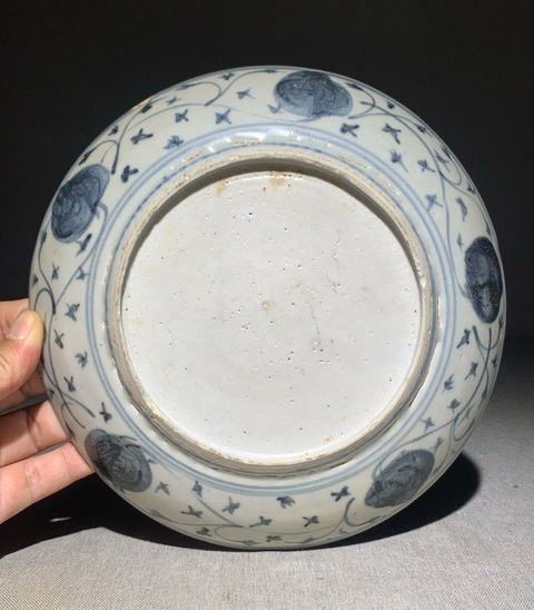 古玩陶瓷弘治青花花卉紋盤真品鑒賞圖