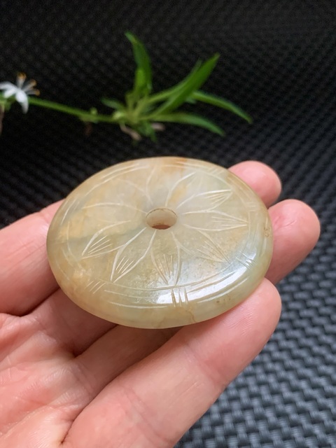 古玩玉器翡翠雕“花卉璧”真品鑒賞圖