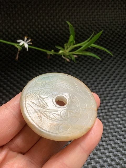 古玩玉器翡翠雕“花卉璧”真品鑒賞圖