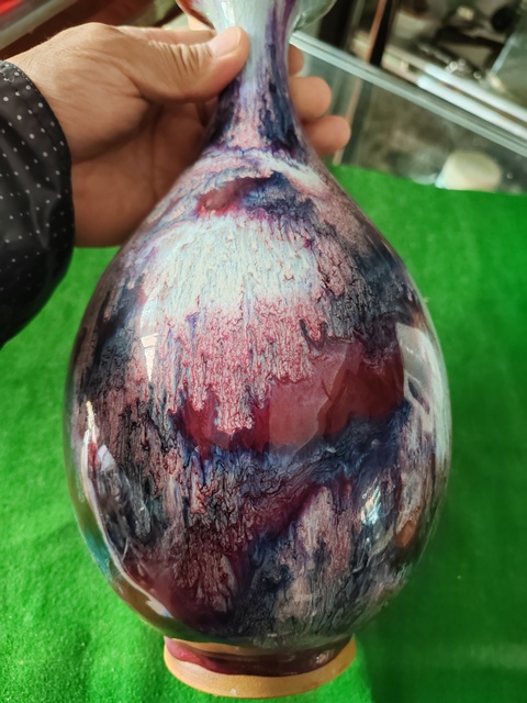 古玩陶瓷鈞窯窯變釉玉壺春瓶真品鑒賞圖