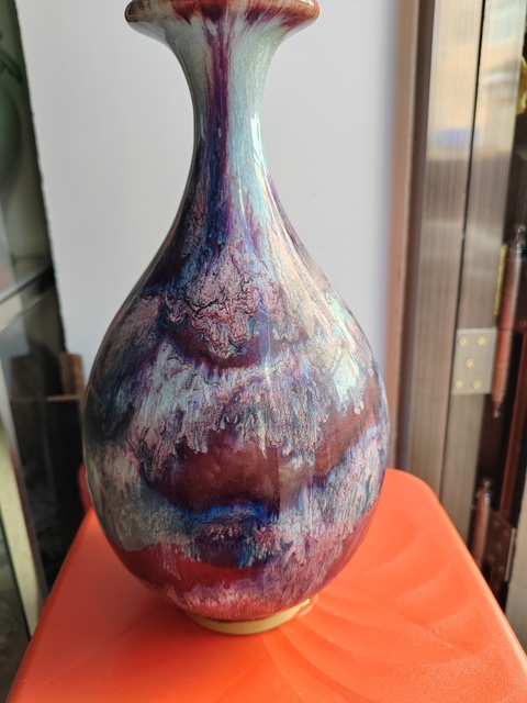 古玩陶瓷鈞窯窯變釉玉壺春瓶真品鑒賞圖